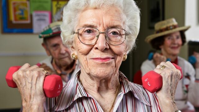 senior citizen exercising